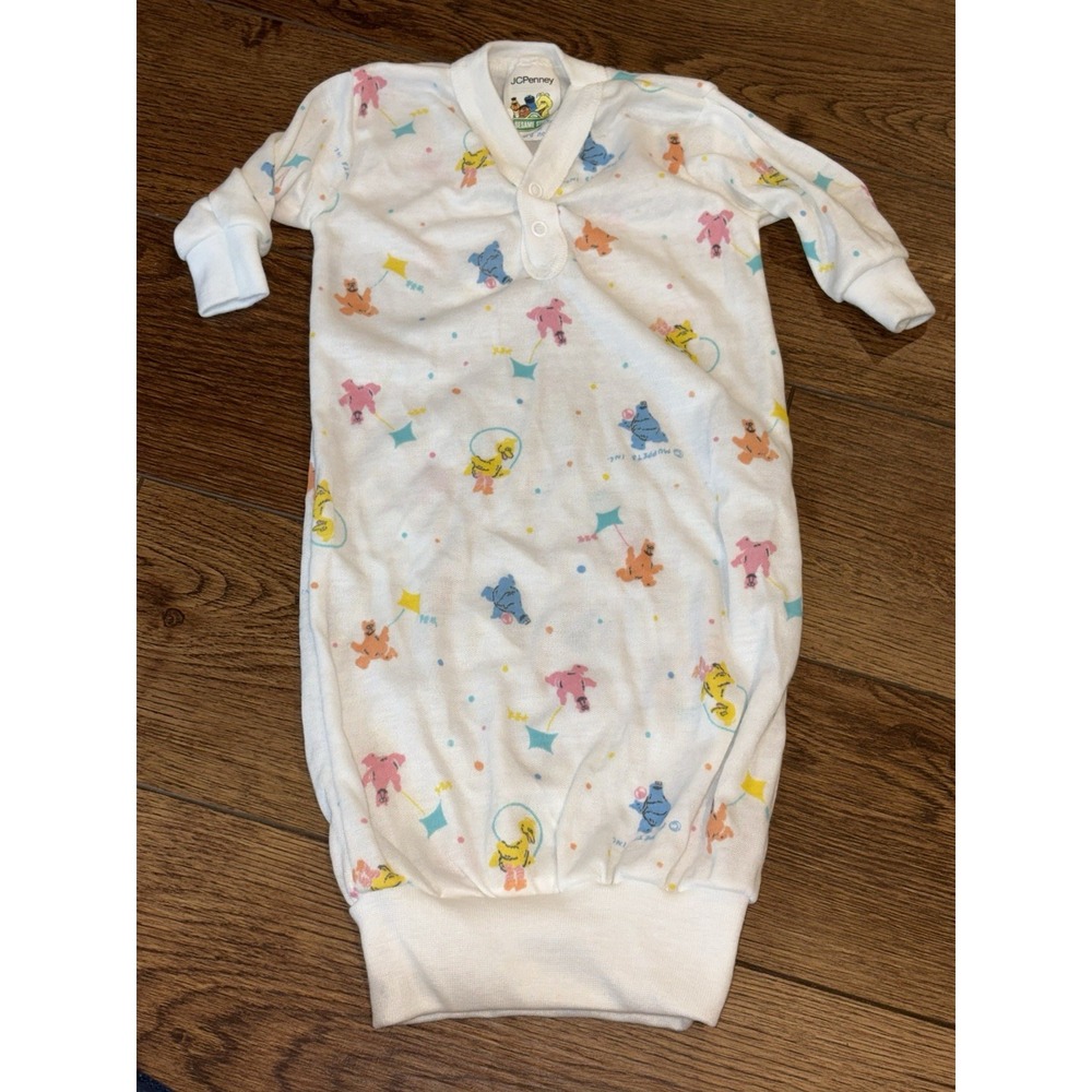 Vintage 70s 80s Sesame Street CTW Toddletime JCPenney Baby Nightgown Gown 0-6M